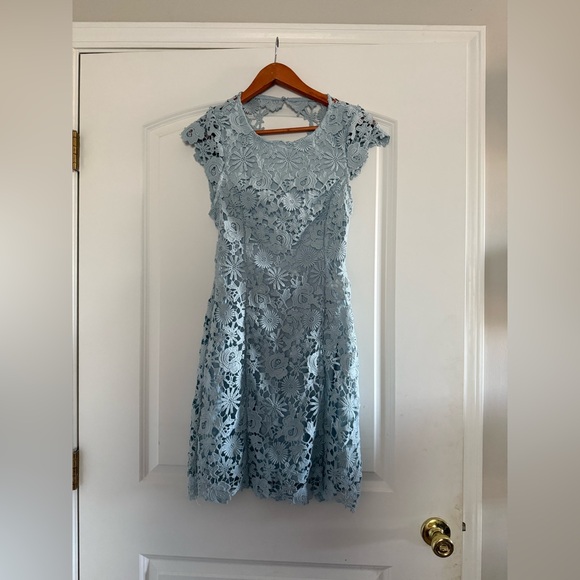 Lulus Romance Language Light Blue Backless Lace Dress - Picture 1 of 8